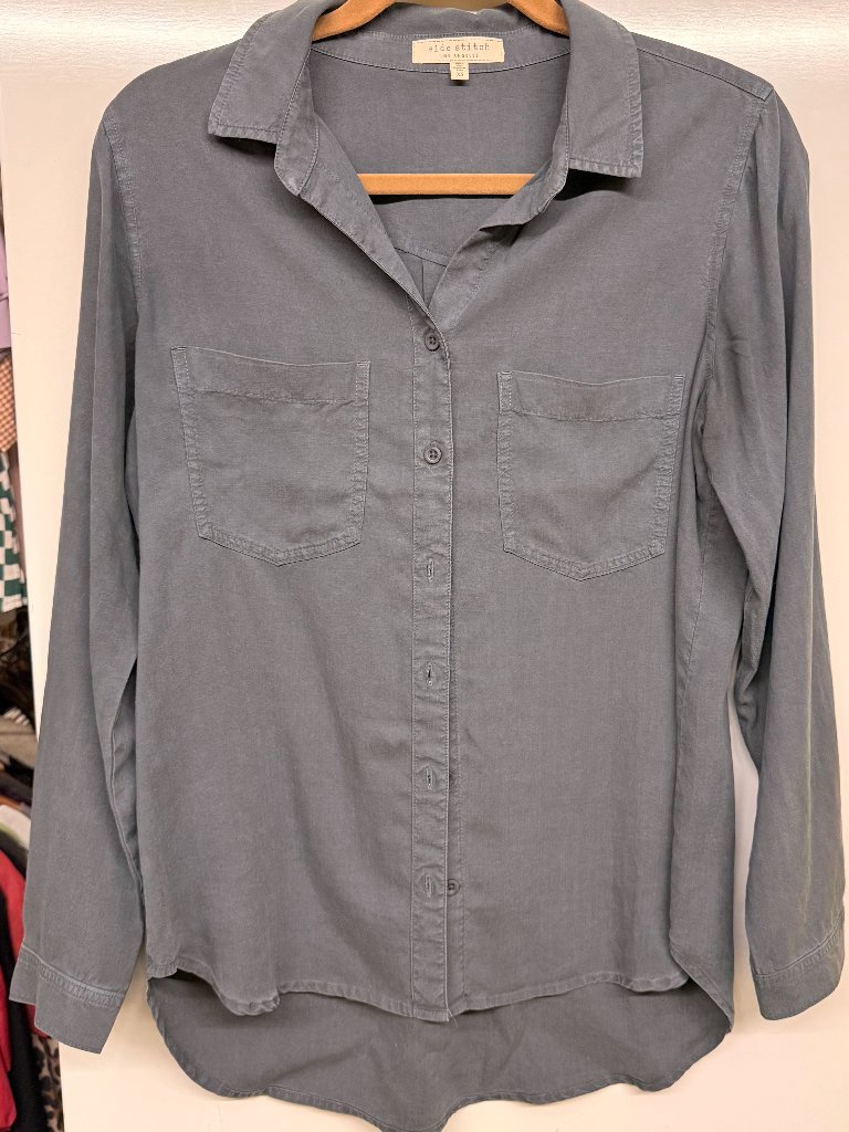 Side Stitch Tencera Button Down Shirt - Charcoal Gray Mineral Wash - Size Xs